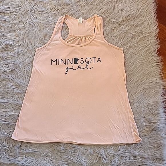 Bella canvas womens light pink and black Minnesota girl graphic tank top‎ - Picture 1 of 5
